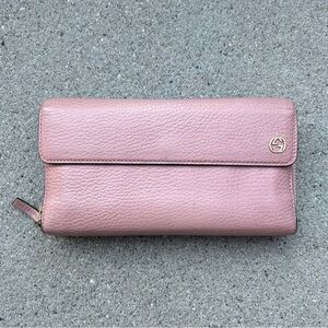 Gucci‎ Pink Leather Long Continental Wallet